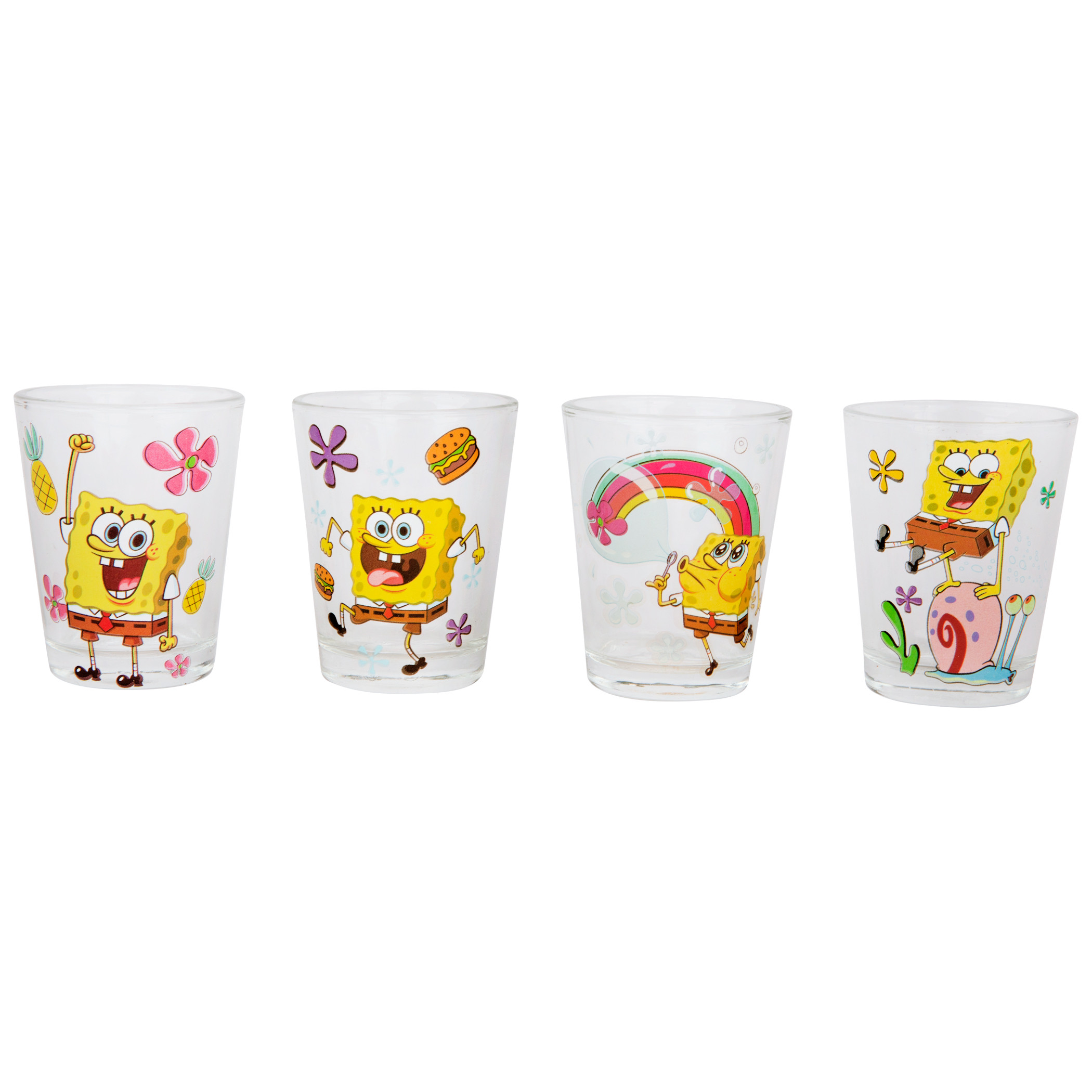 Spongebob Squarepants Floral Poses 4-Pack Shot Glass Set